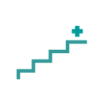 Icon of the steps of a staircase, representing neuropsychology evaluations can help plan the next steps of the recovery process.
