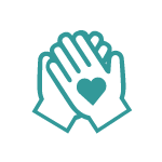 Icon of two hands holding each other, representing how ADHD and autism evaluations can help families find support and access valuable resources.
